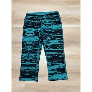 Zella Women's Small Leggings Crop Capri Teal Green Black Yoga Stretch Workout